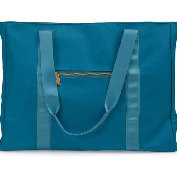 Badgley Mischka Nylon Travel Weekender Tote Bag In Aqua, NWT